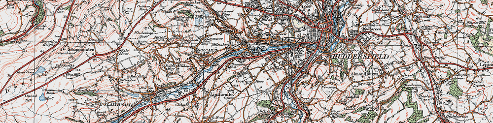 Old map of Crosland Moor in 1925