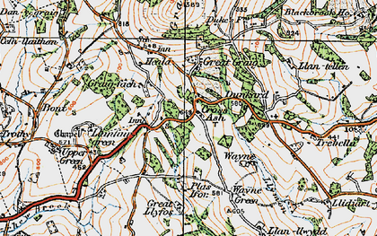 Old map of Cross Ash in 1919