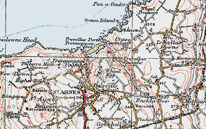 Old map of Trevaunance Cove in 1919