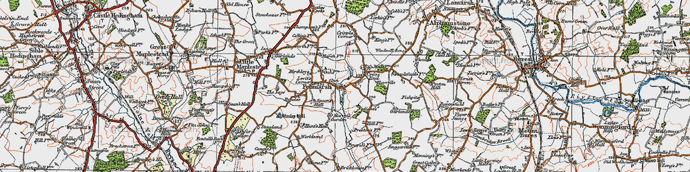 Old map of Cross End in 1921