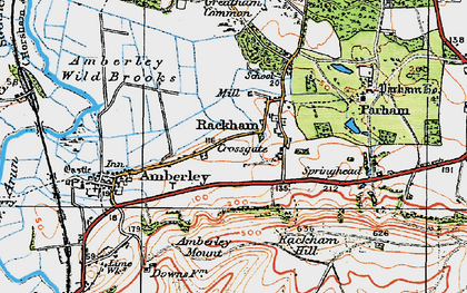 Old map of Amberley Mount (Tumuli) in 1920