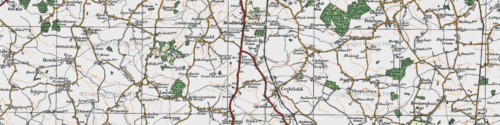 Old map of Cross Green in 1921
