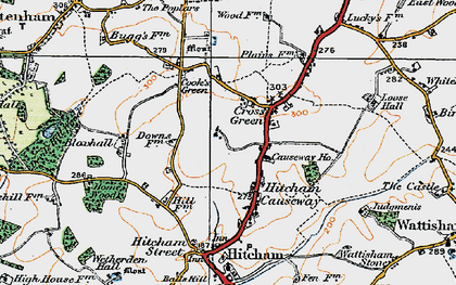 Old map of Cross Green in 1921