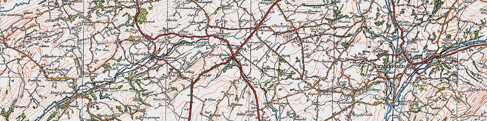 Old map of Cross Hands in 1923