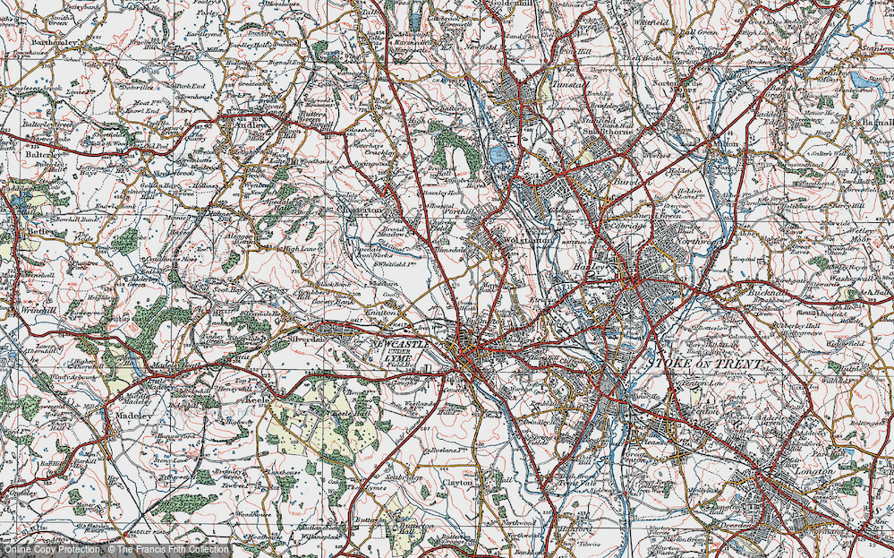 Old Map of Cross Heath, 1921 in 1921