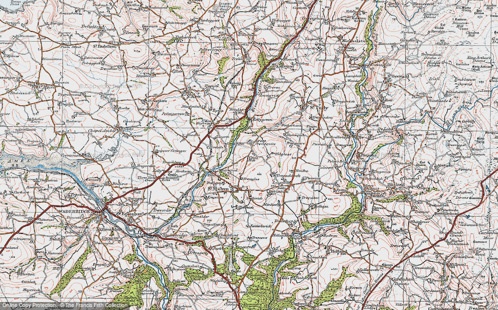 Old Map of Historic Map covering Trevisquite Manor in 1919