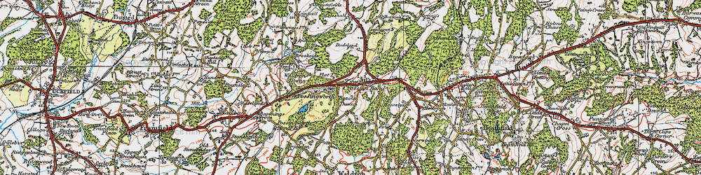 Old map of Cross in Hand in 1920