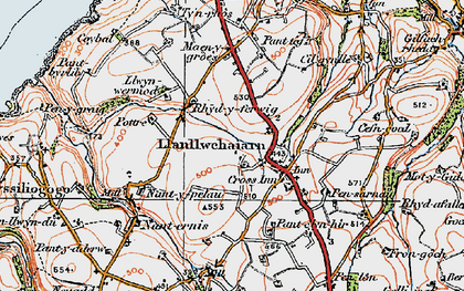Old map of Cross Inn in 1923