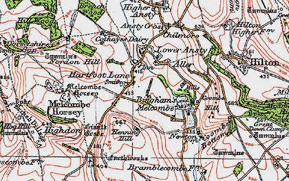 Old map of Cross Lanes in 1919