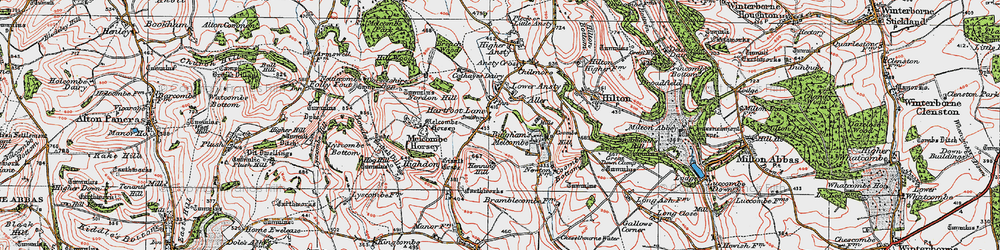 Old map of Cross Lanes in 1919