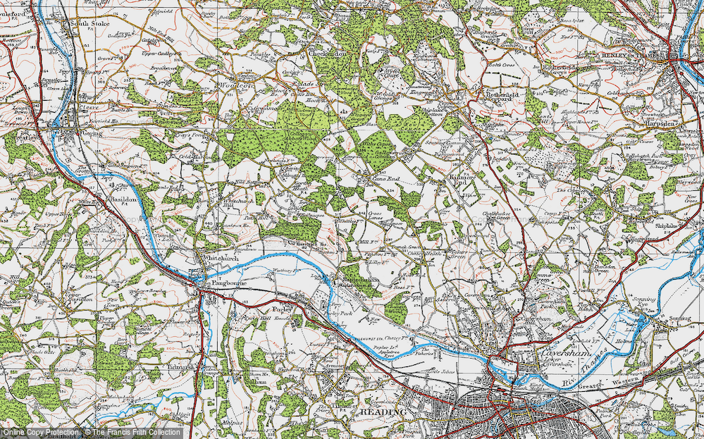 Old Map of Historic Map covering Bottom Wood in 1919
