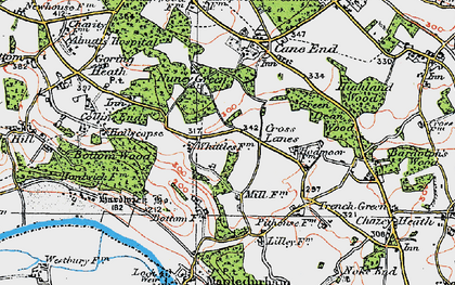 Old map of Cross Lanes in 1919