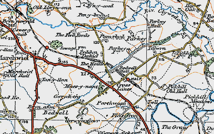 Old map of Cross Lanes in 1921