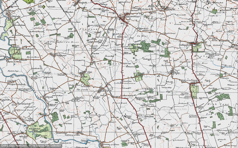 Old Map of Historic Map covering Tollerton Forest in 1924