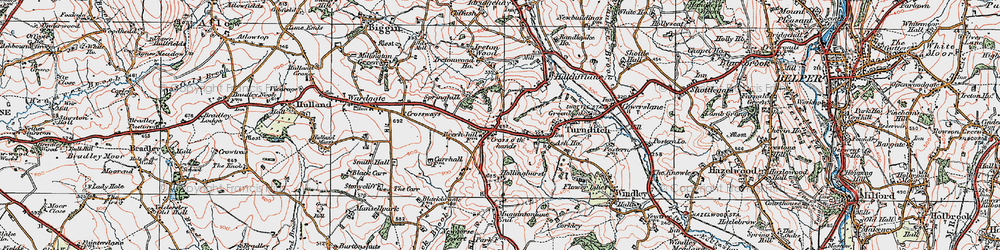 Old map of Cross o'th hands in 1921