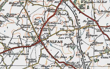 Old map of Bradley Brook in 1921