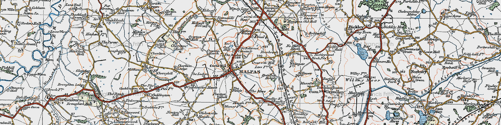 Old map of Cross o' th' Hill in 1921