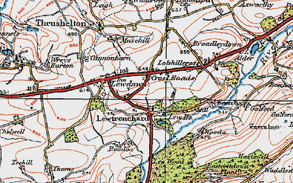 Old map of Cross Roads in 1919