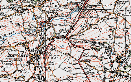 Old map of Cross Roads in 1925