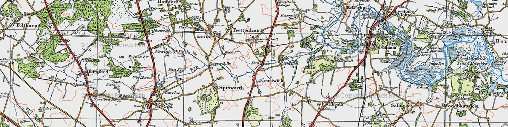 Old map of Crostwick in 1922