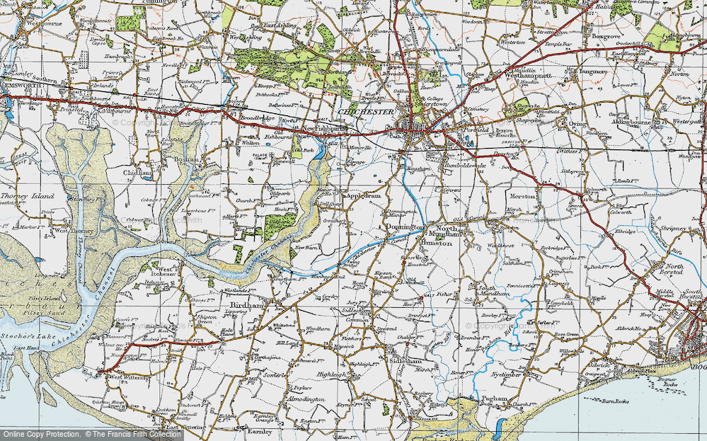 Old Map of Historic Map covering Chichester Canal in 1919