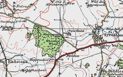 Old map of Crowfield in 1919