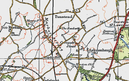 Old map of Wroxham Barns Craft Centre in 1922