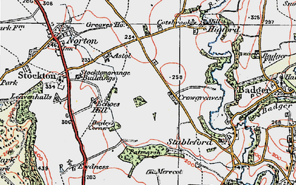 Old map of Crowgreaves in 1921