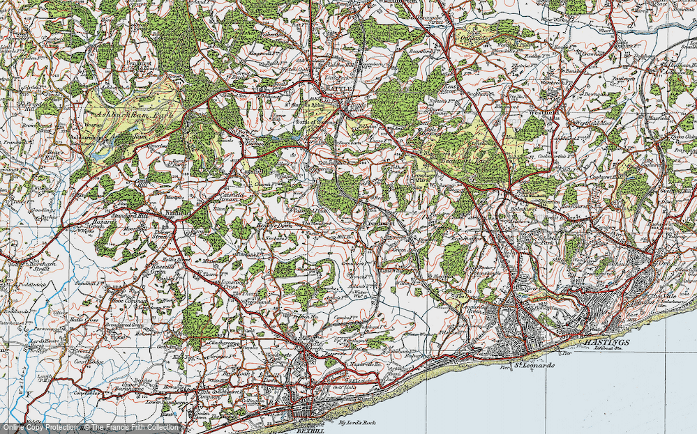 Old Map of Crowhurst, 1921 in 1921