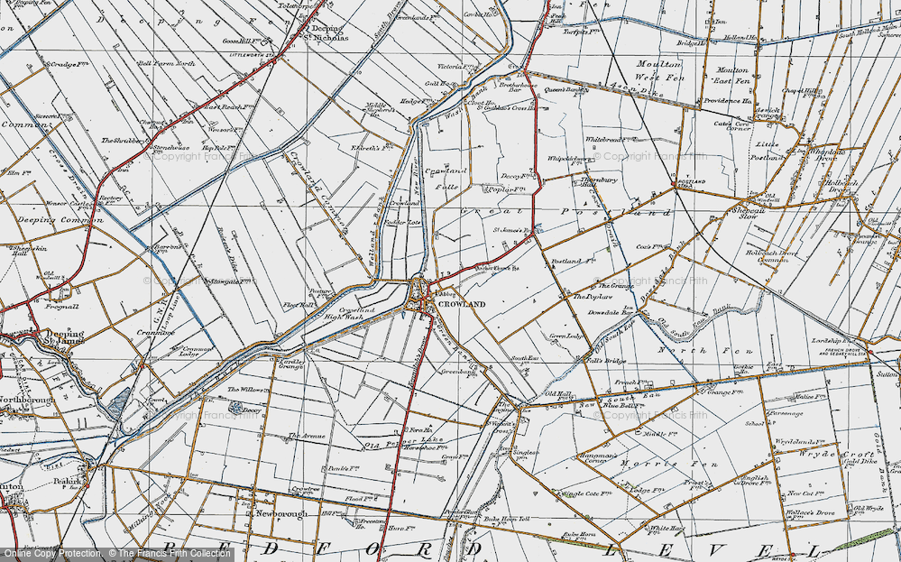 Old Map of Crowland, 1922 in 1922