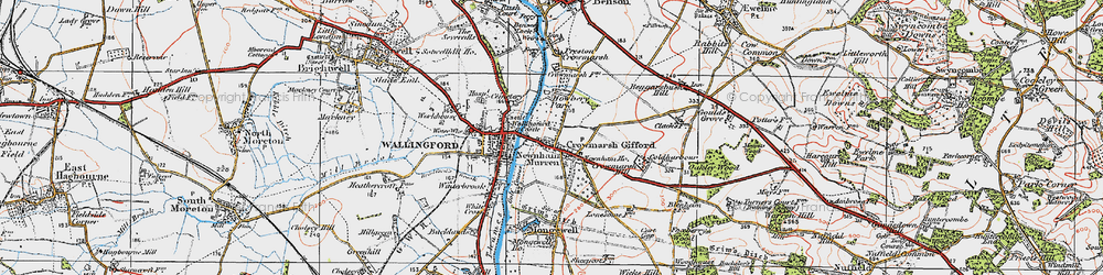 Old map of Crowmarsh Gifford in 1919