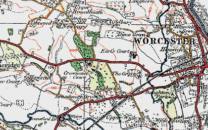 Old map of Crown East in 1920