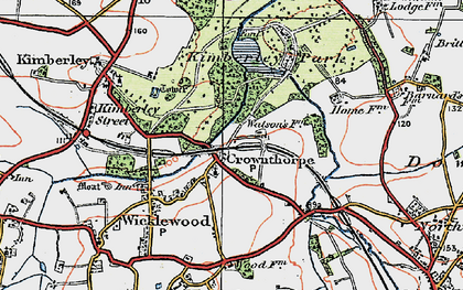 Old map of Crownthorpe in 1921