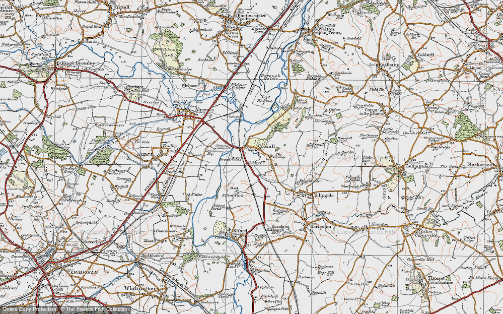 Old Map of Croxall, 1921 in 1921