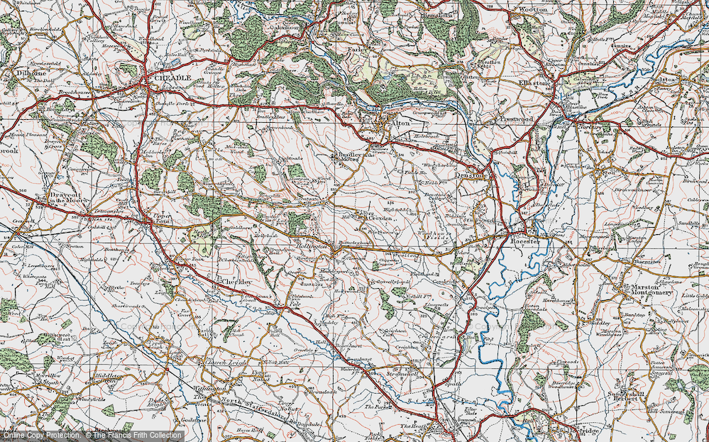 Old Map of Croxden, 1921 in 1921