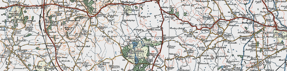 Old map of Cholmondeley Castle in 1921
