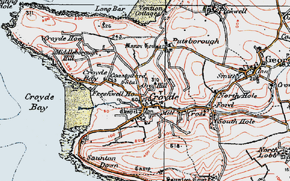 Old map of Croyde in 1919