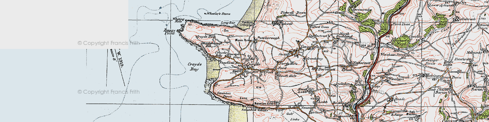 Old map of Croyde in 1919