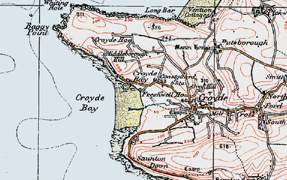 Old map of Croyde Bay in 1919