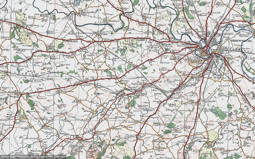 Old Map of Cruckton, 1921 in 1921