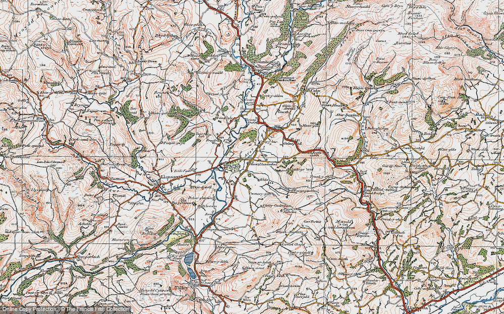 Old Map of Crugybar, 1923 in 1923
