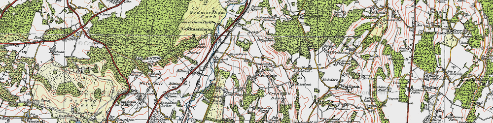 Old map of Crundale in 1921