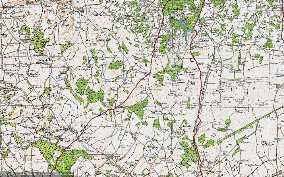 Old Map of Crux Easton, 1919 in 1919