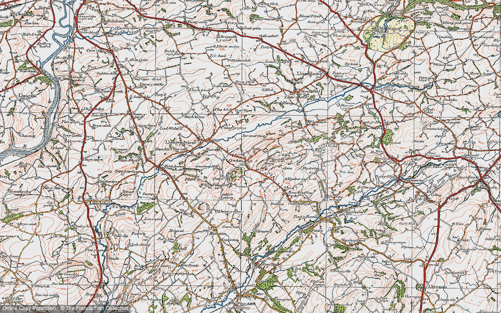 Old Map of Crwbin, 1923 in 1923