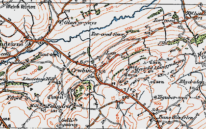 Old map of Crwbin in 1923
