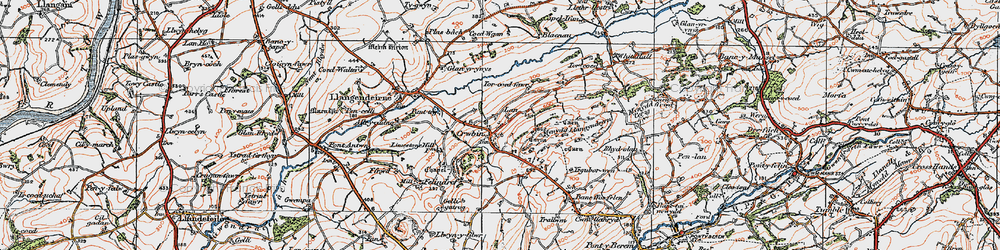 Old map of Crwbin in 1923