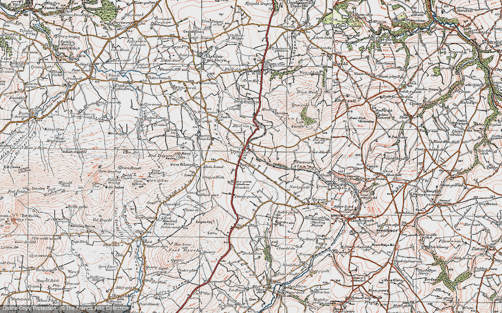 Old Map of Historic Map covering Troedyrhiw in 1922