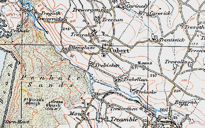 Old map of Cubert in 1919