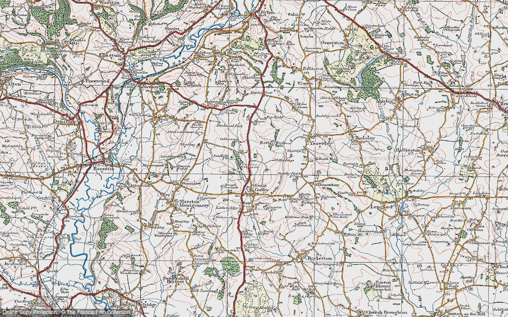 Old Map of Cubley Common, 1921 in 1921