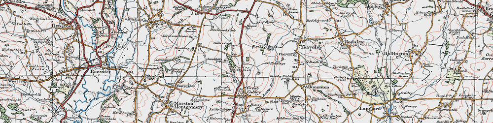 Old map of Cubley Common in 1921